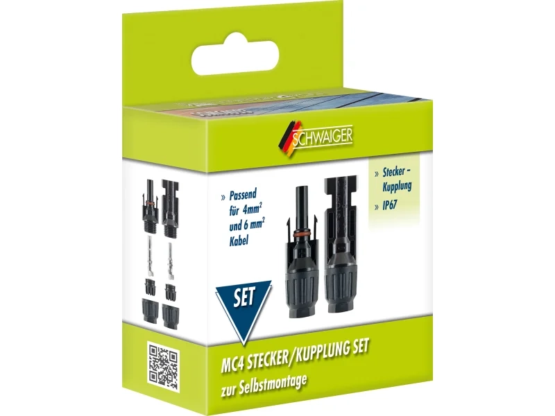 Schwaiger Solar Steckerset – Stecker & Kupplung für Photovoltaik (IP68)